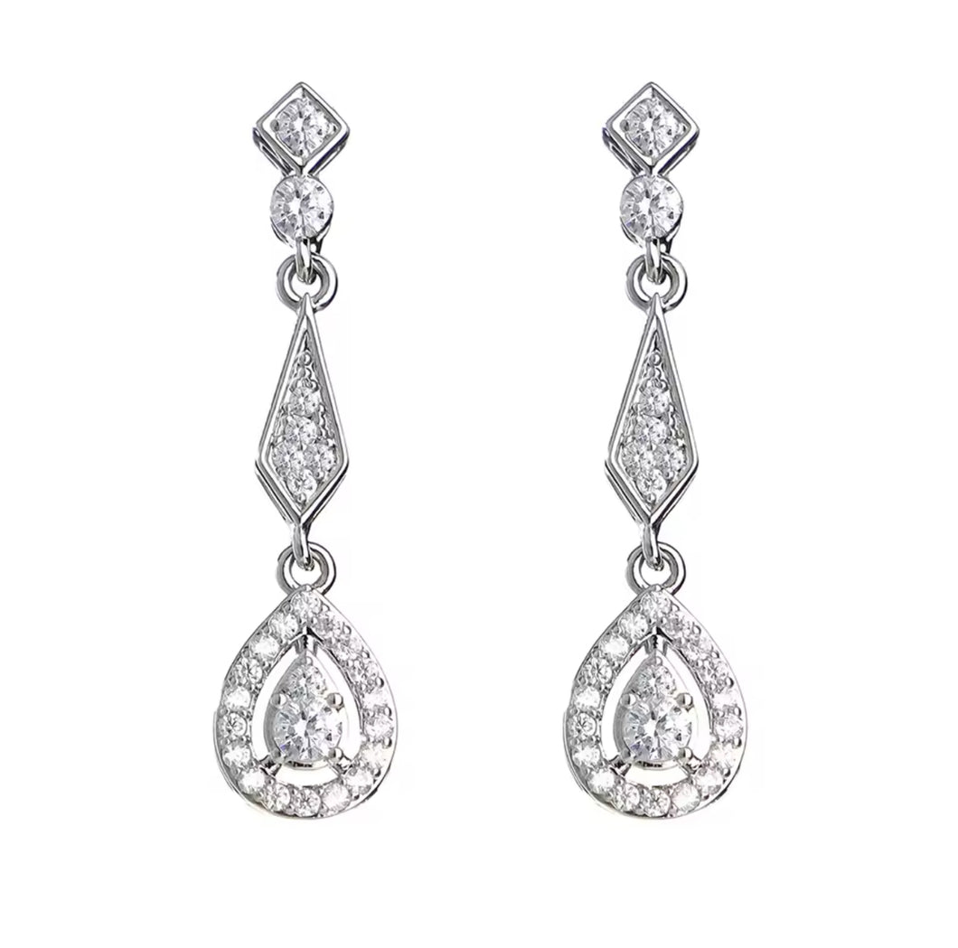 Pear Shaped Diamante Drop Earrings