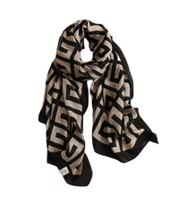 Load image into Gallery viewer, Black Beige printed Plaid Scarf
