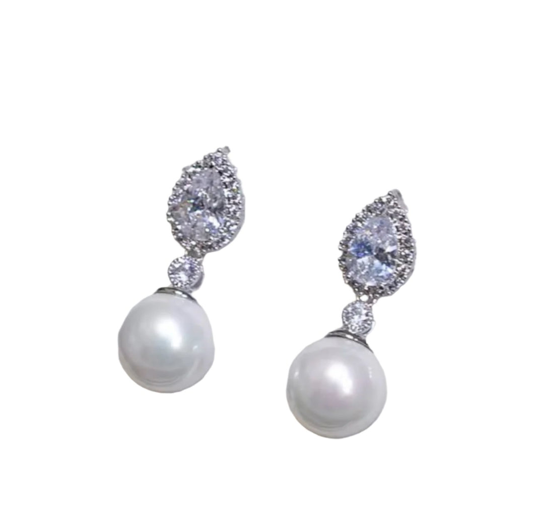 Pearl & Diamante Drop Earrings