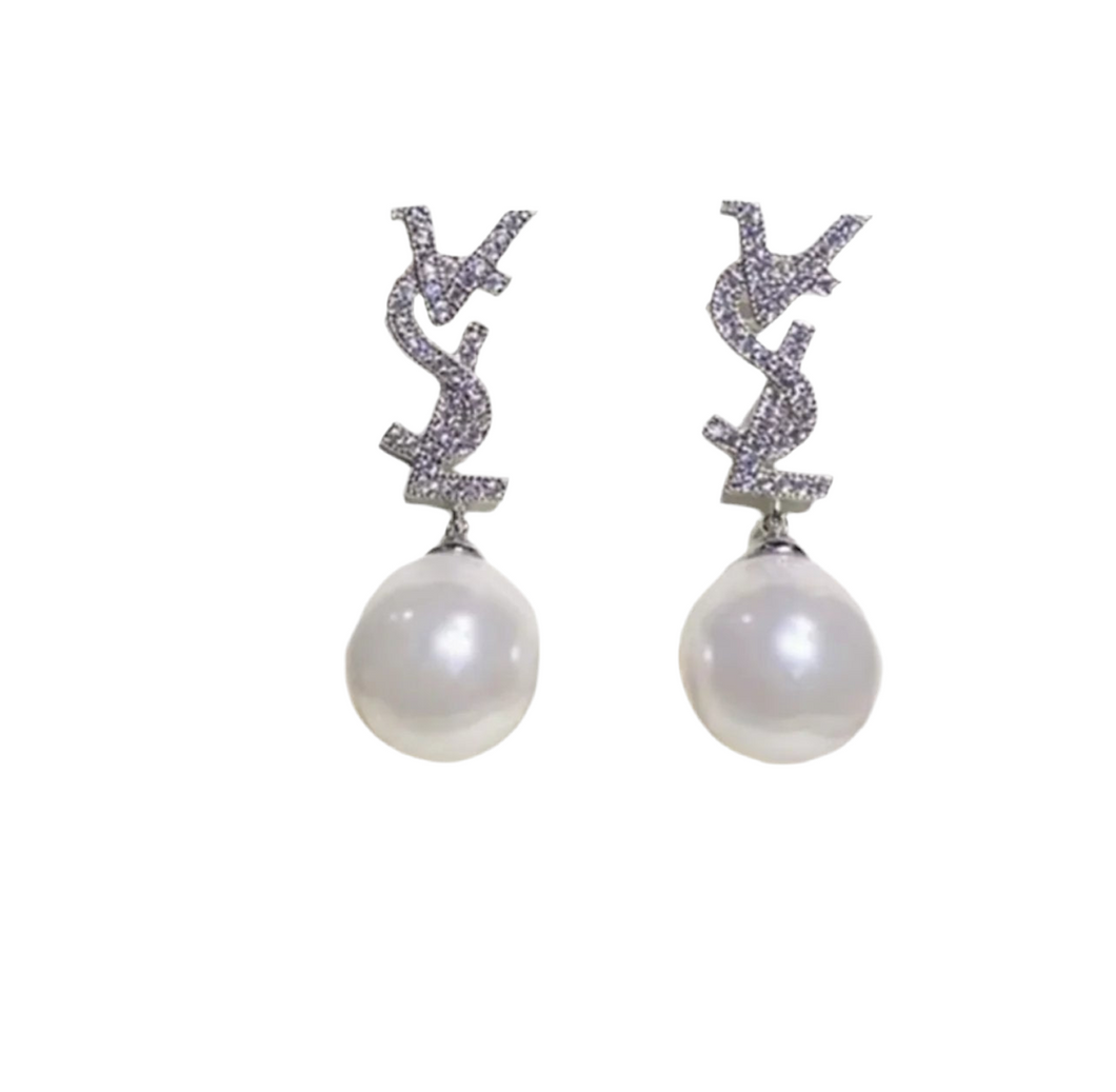 Statement Pearl & Diamante Drop Earrings