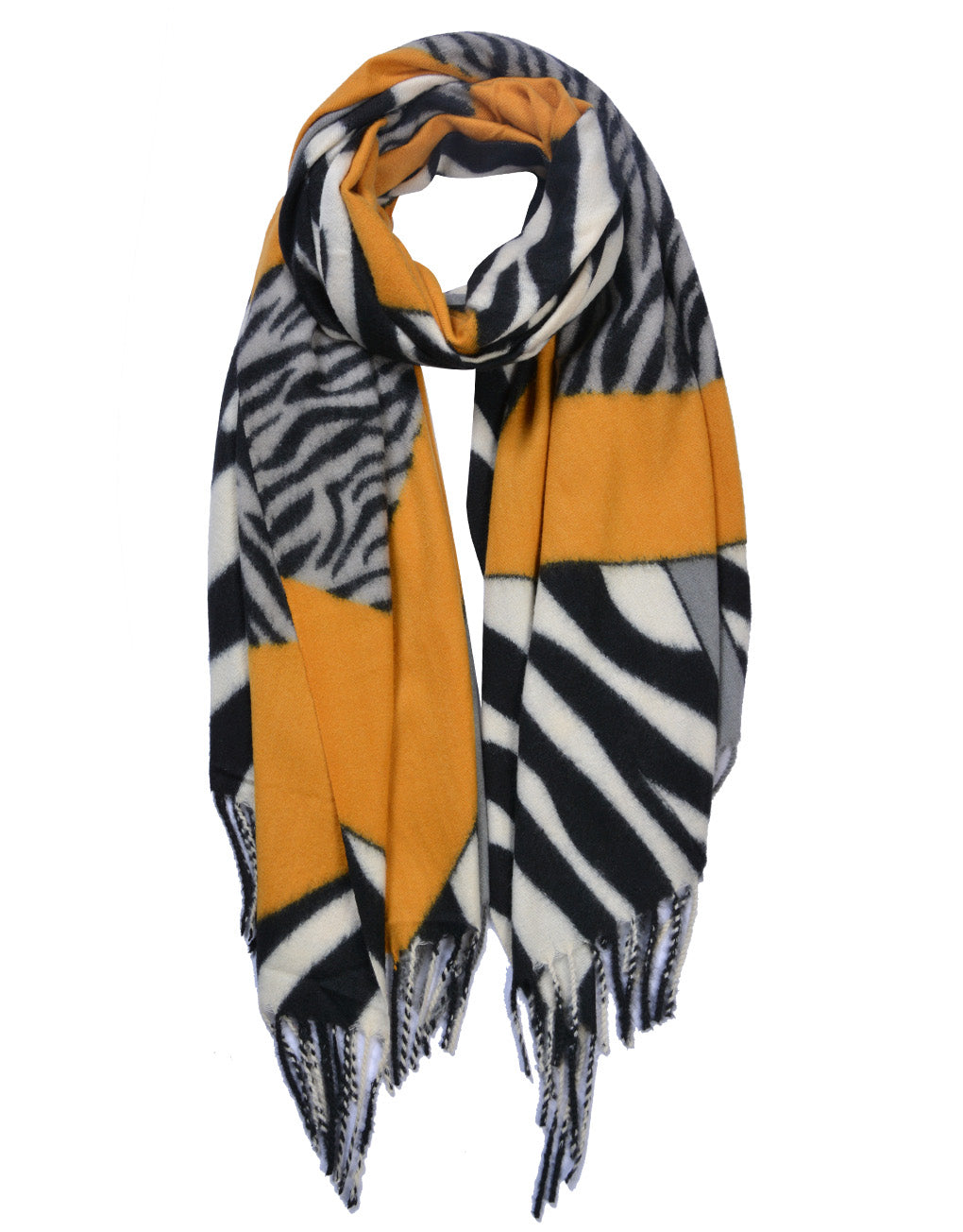 Cashmere Yellow Zebra Print Scarf