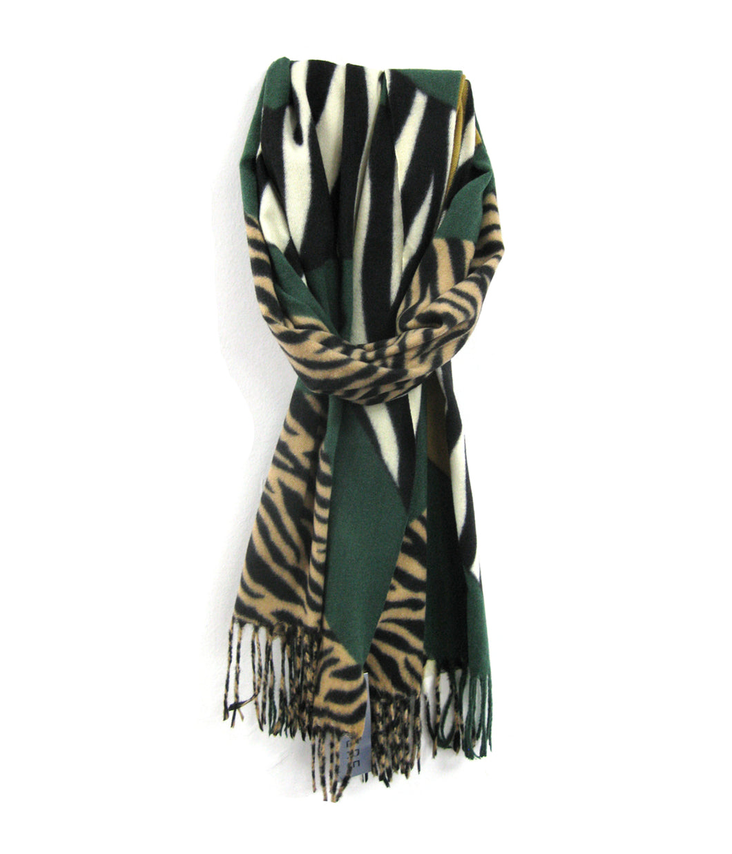 Cashmere Green Zebra Print Scarf