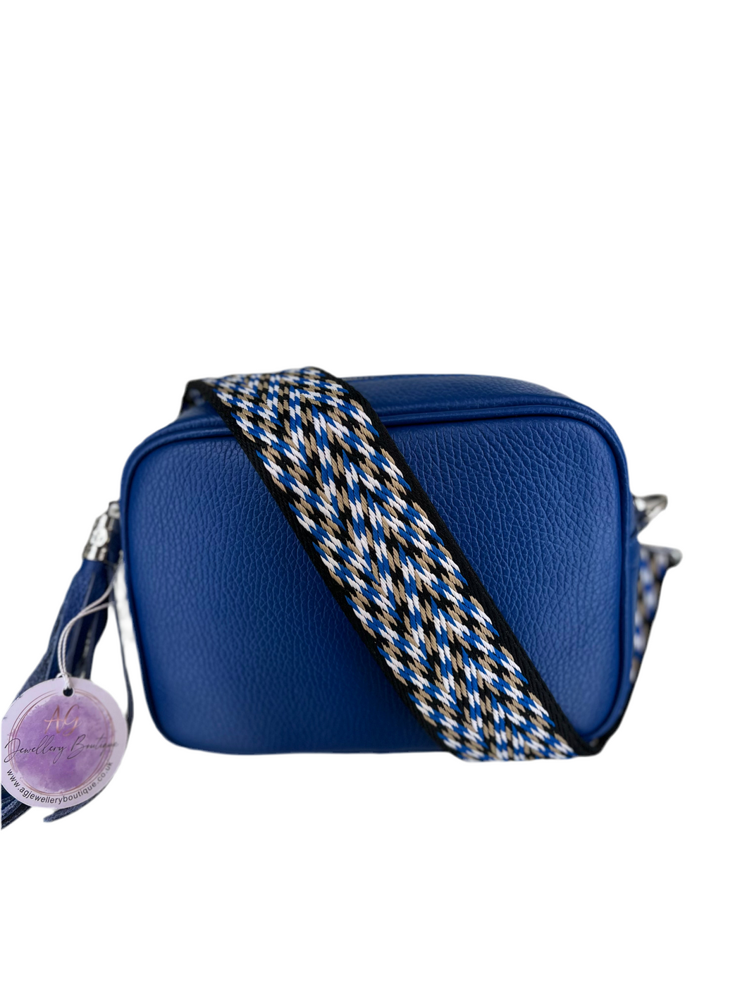 Real Leather Royal Blue Bag with Matching Strap