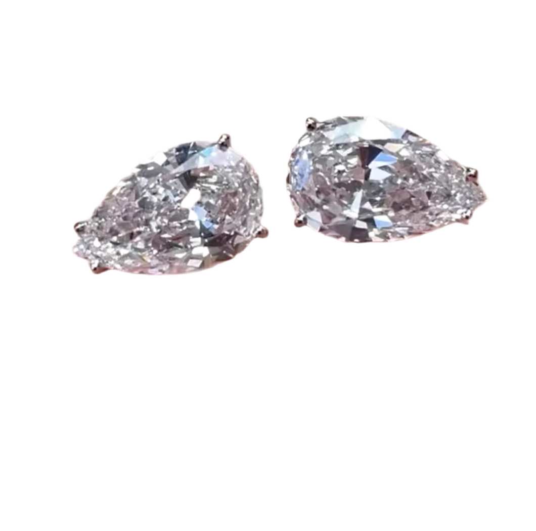 Pear Shaped Diamante Stud Earrings