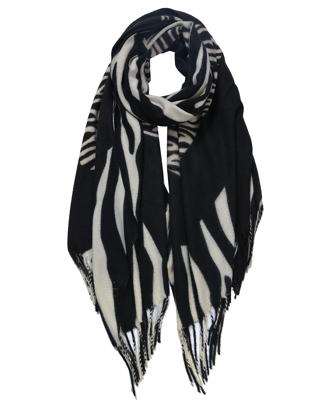 Cashmere Black Zebra Print Scarf