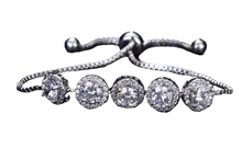 Load image into Gallery viewer, 5 Stone Silver tone Diamanté Bracelet
