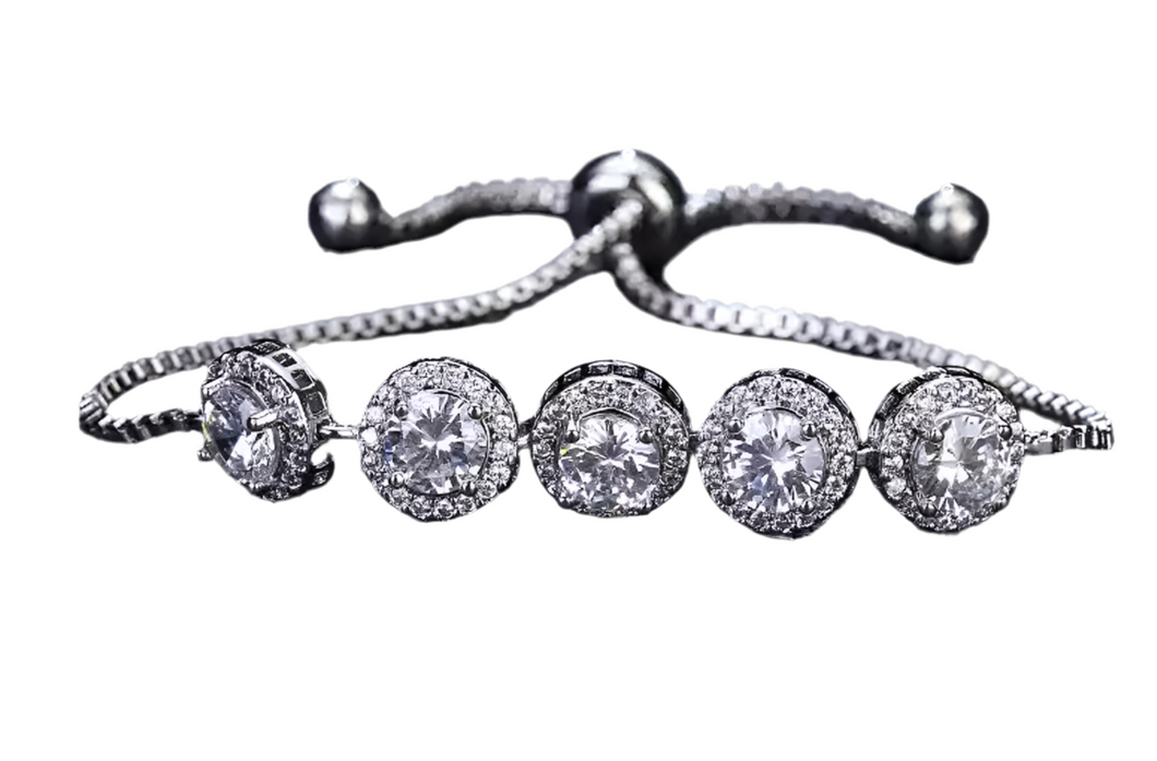 5 Stone Silver tone Diamanté Bracelet