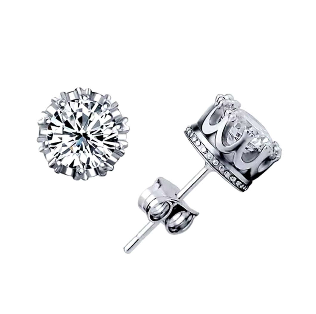 Silver Diamante Solitaire Earrings