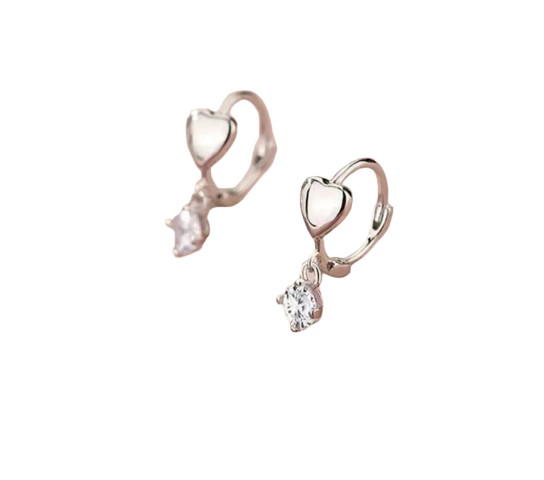 Heart & Diamante Drop Earrings