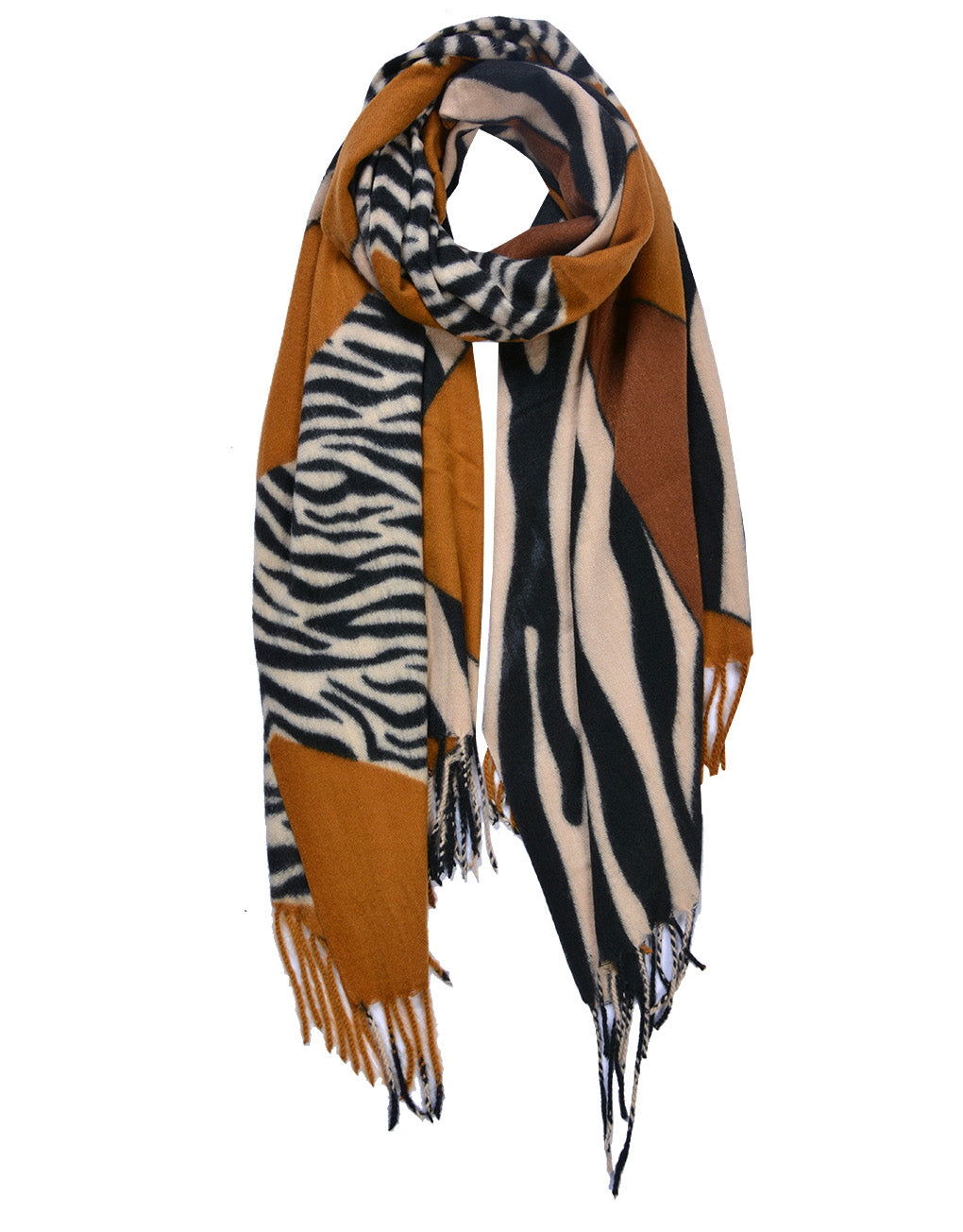 Cashmere Tan Zebra Print Scarf