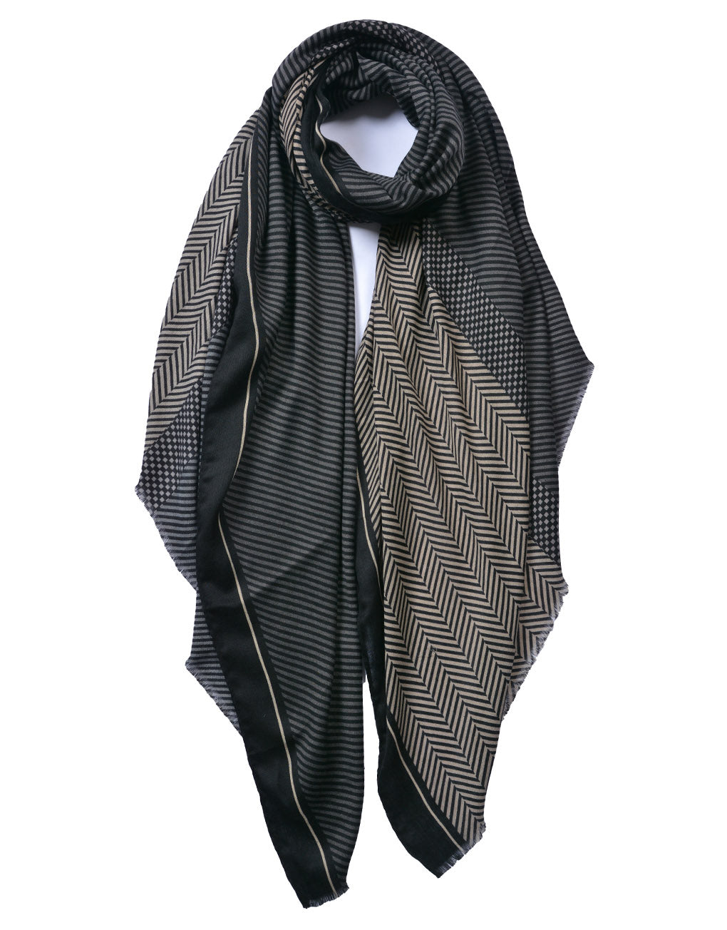 Black Twill Pattern Scarf