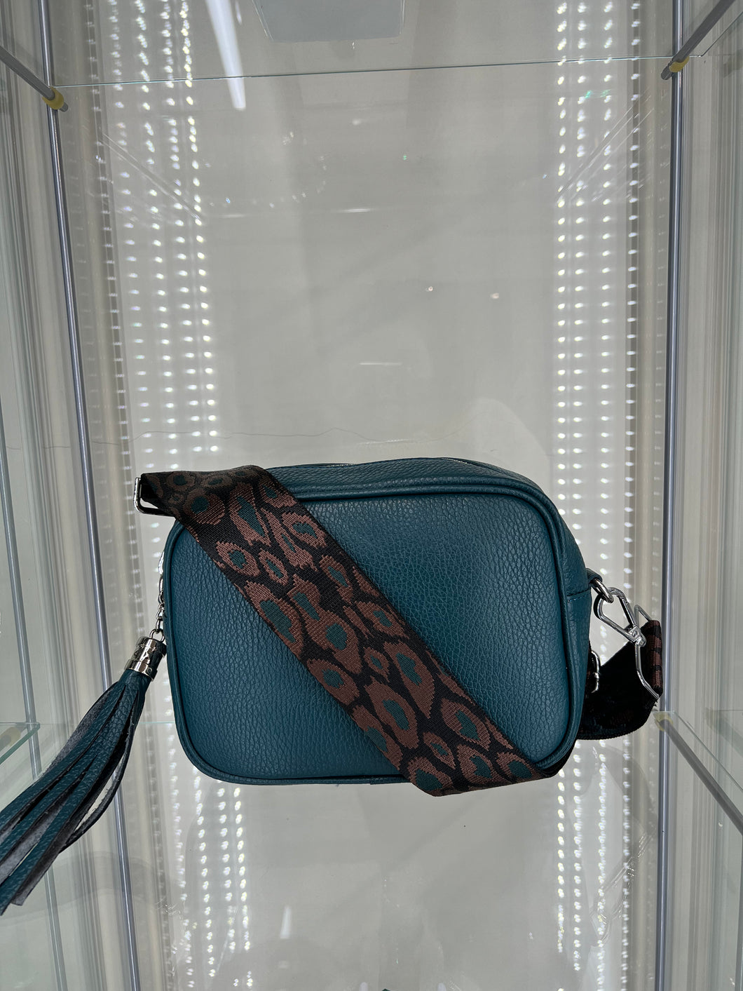 REAL LEATHER Teal Crossbody Bag