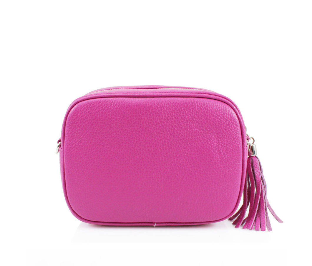 Real leather Dark Pink Crossbody Bag