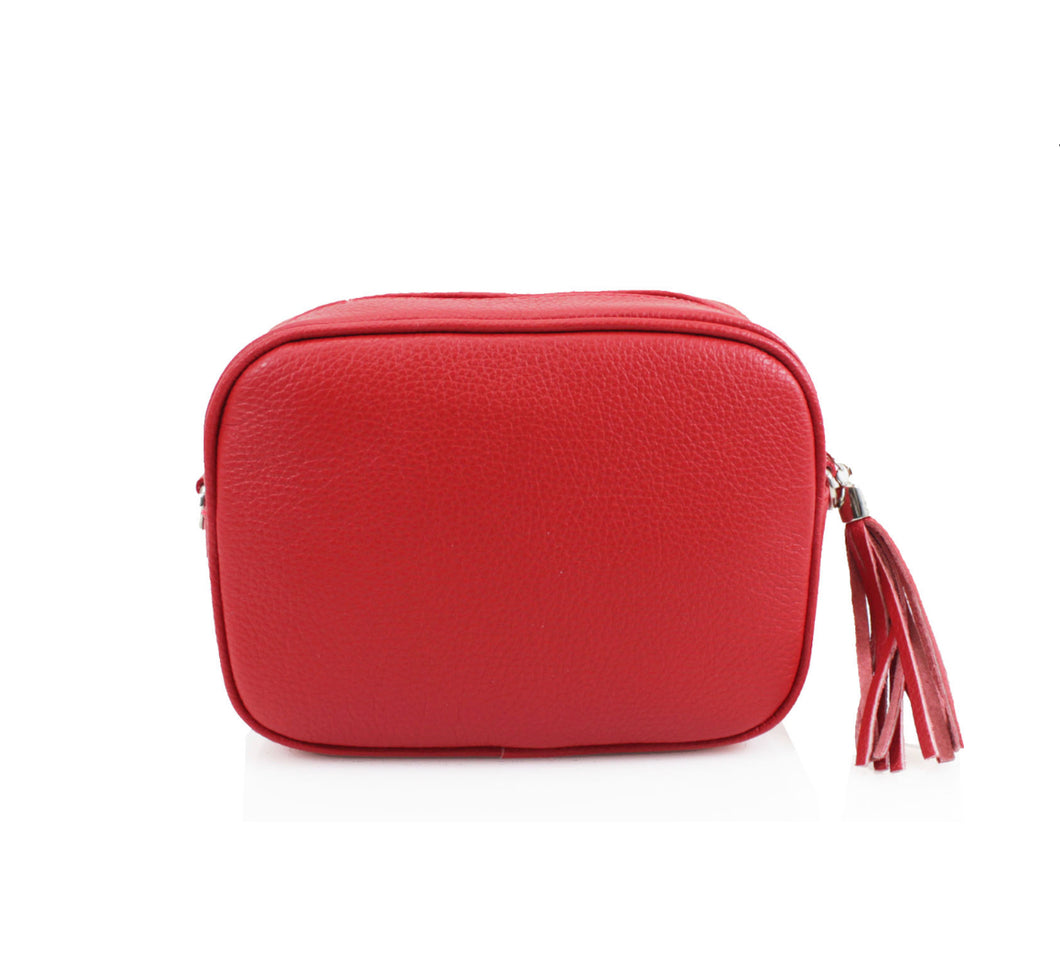 Real Leather Red Crossbody Bag