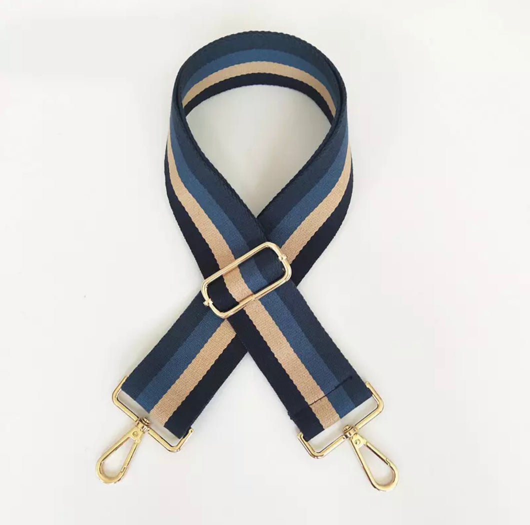 HS005 Navy/Beige/Blue Striped Strap (Gold Fittings)