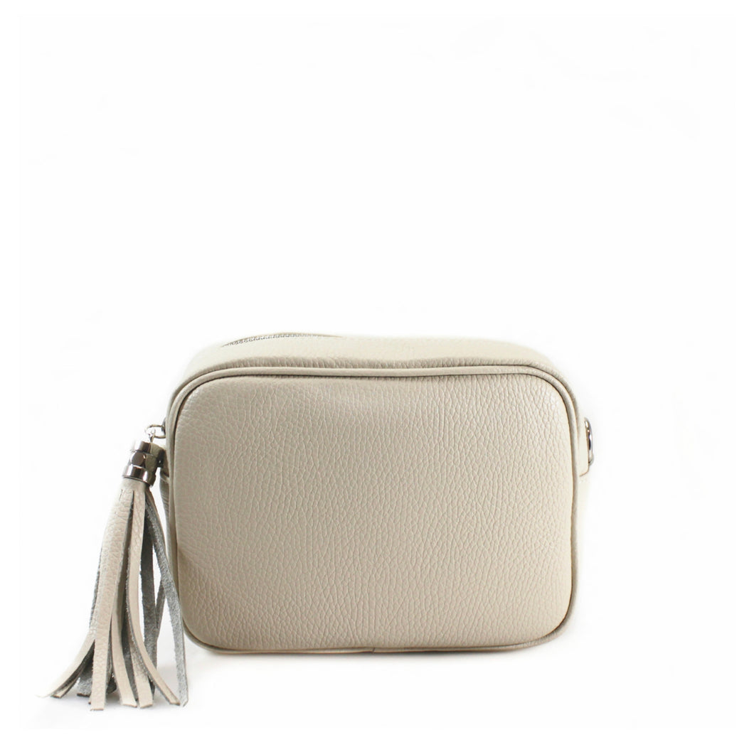 Real Leather Cream Crossbody Handbag