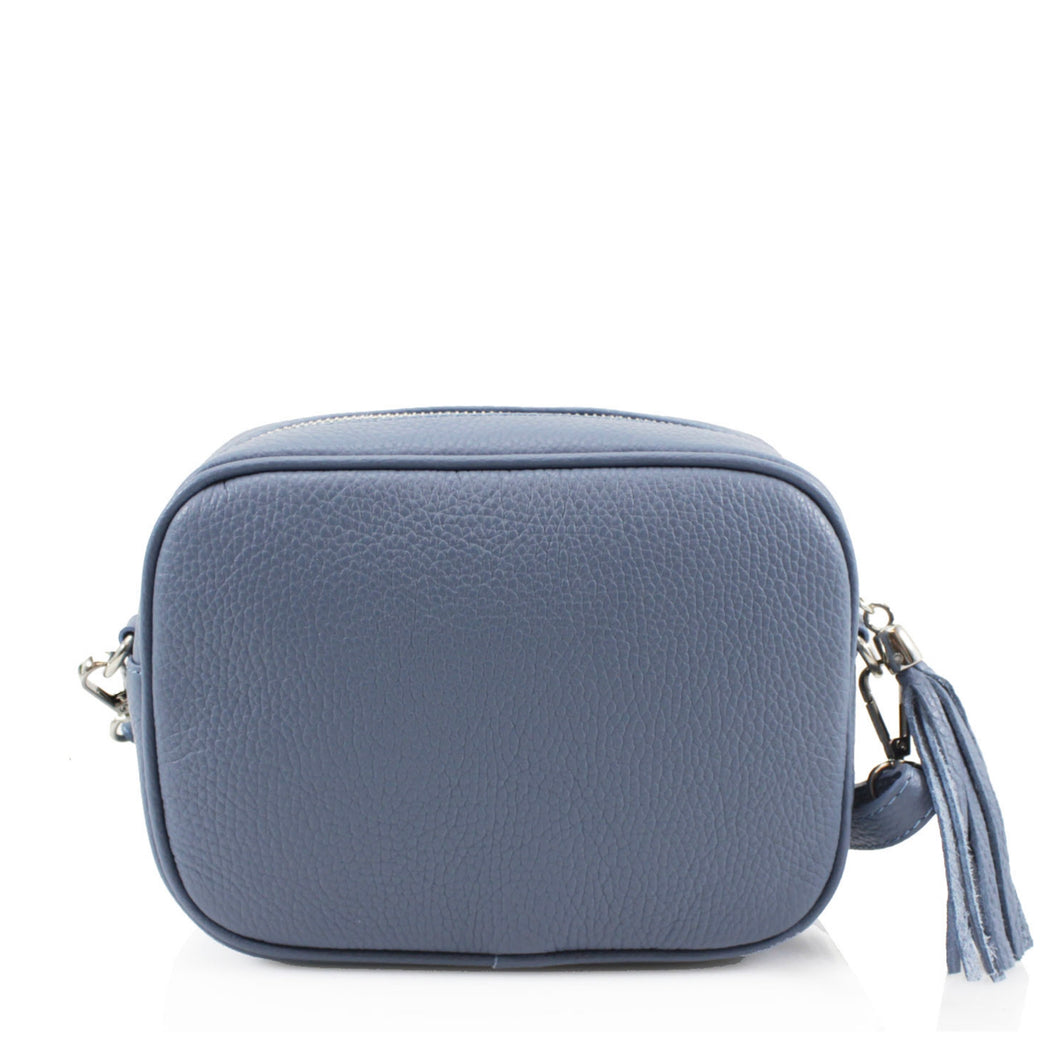 Real Leather Blue Crossbody Bag