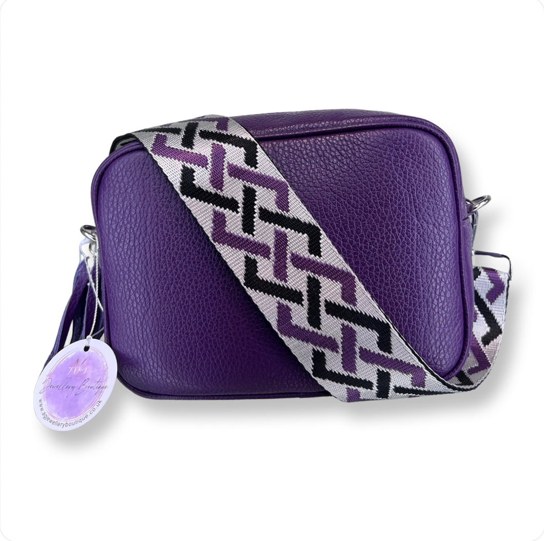 Real Leather Purple Handbag with strap