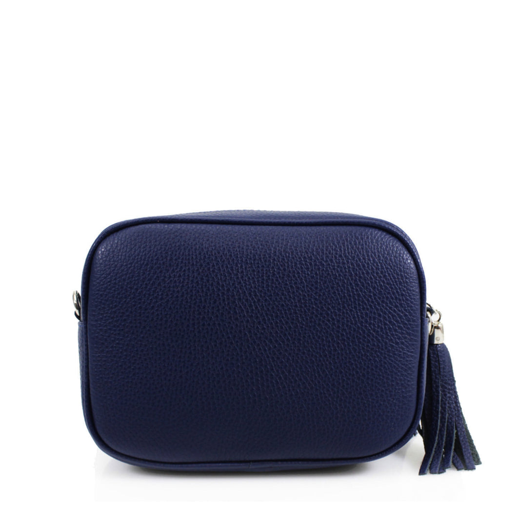 Real Leather Navy Crossbody Bag