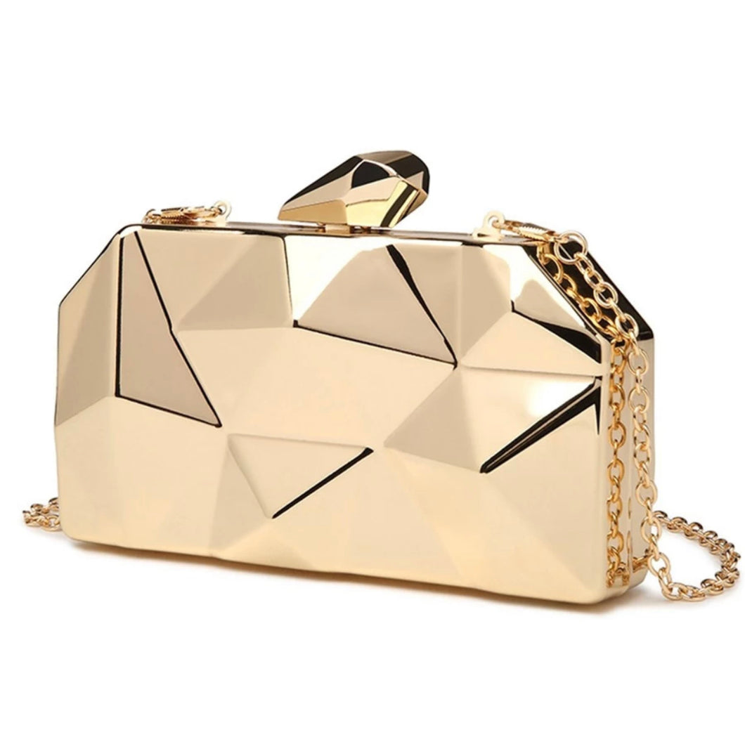 Gold Geometric Clutch Bag