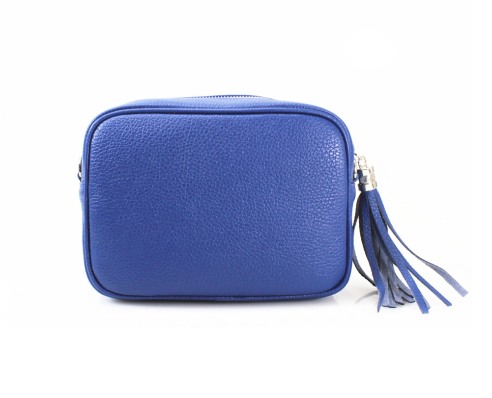 Real Leather Royal Blue Crossbody Bag