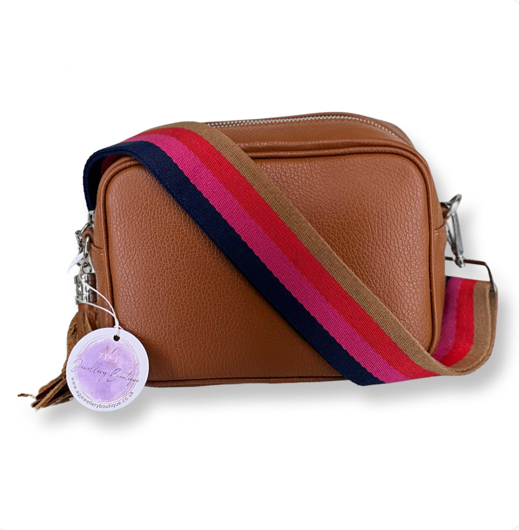 Real Leather Tan Crossbody bag with strap