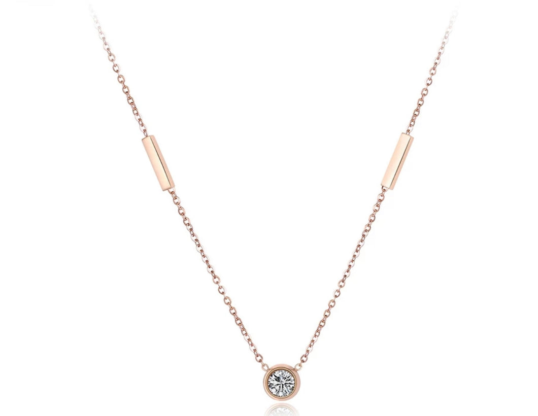 Rose Gold Tone Solitaire Pendant