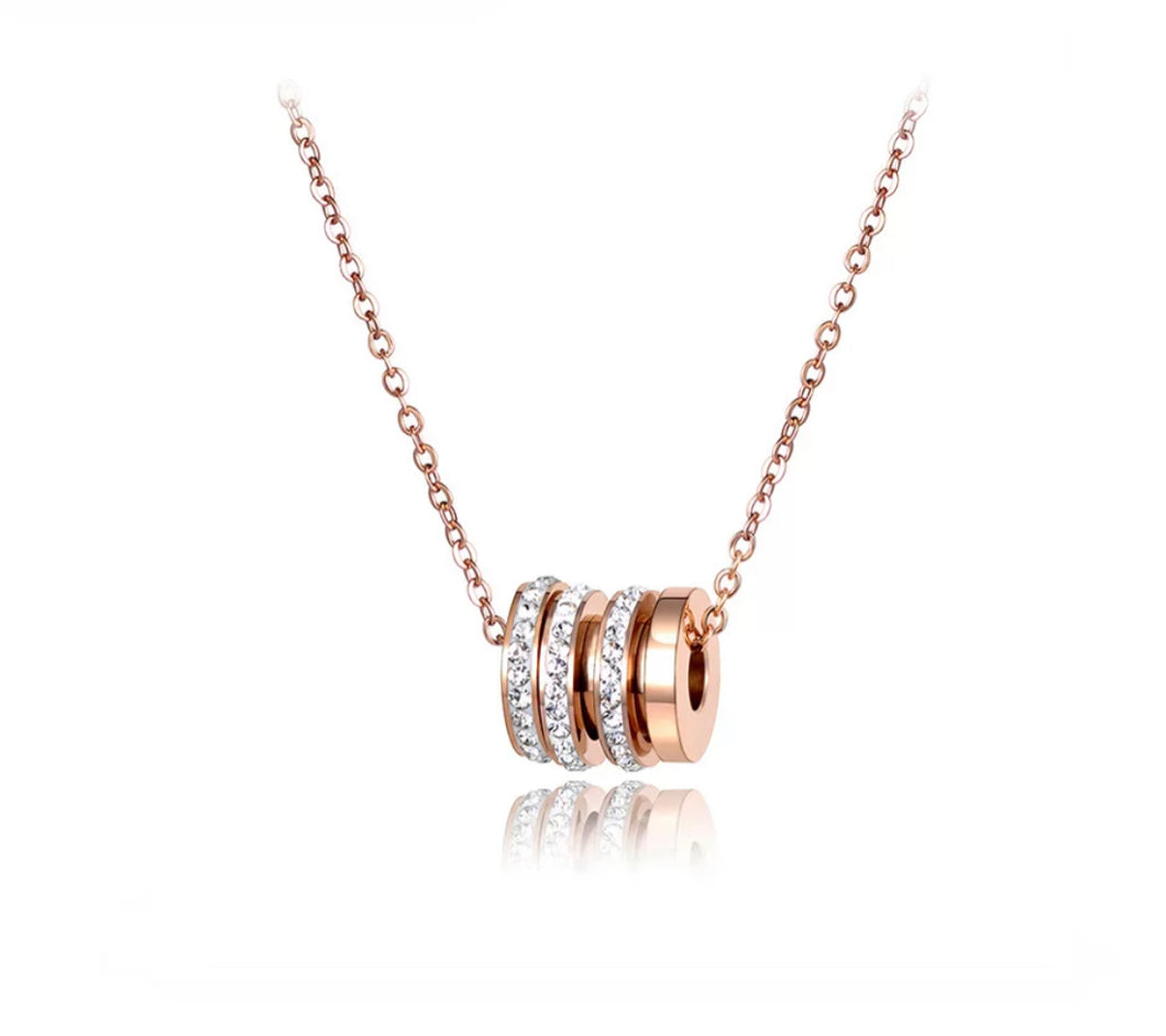 Rose Gold Tone Barrel Necklace