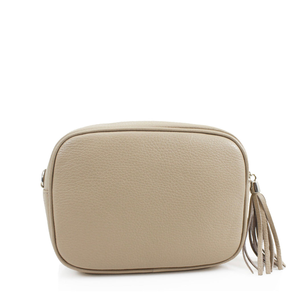 Real Leather Beige Crossbody Handbag