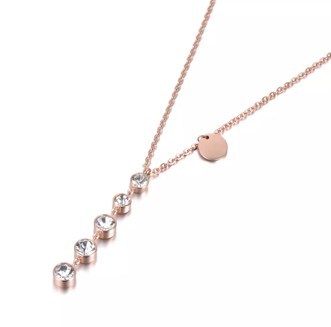 Rose Gold 5 Stone Set Necklace