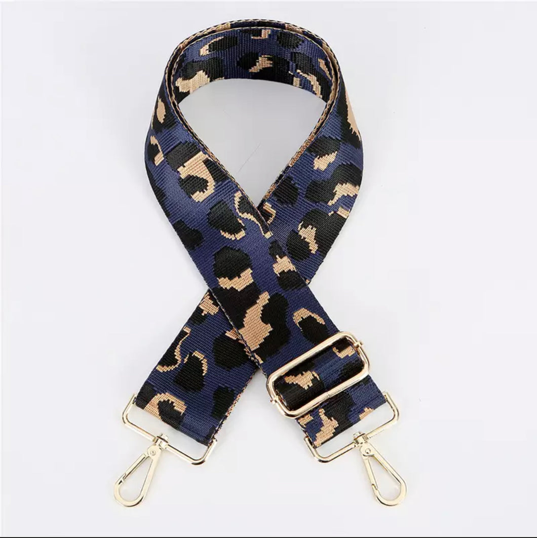 HS012 Navy Leopard Print Strap with Black/Gold (Gold Fittings)