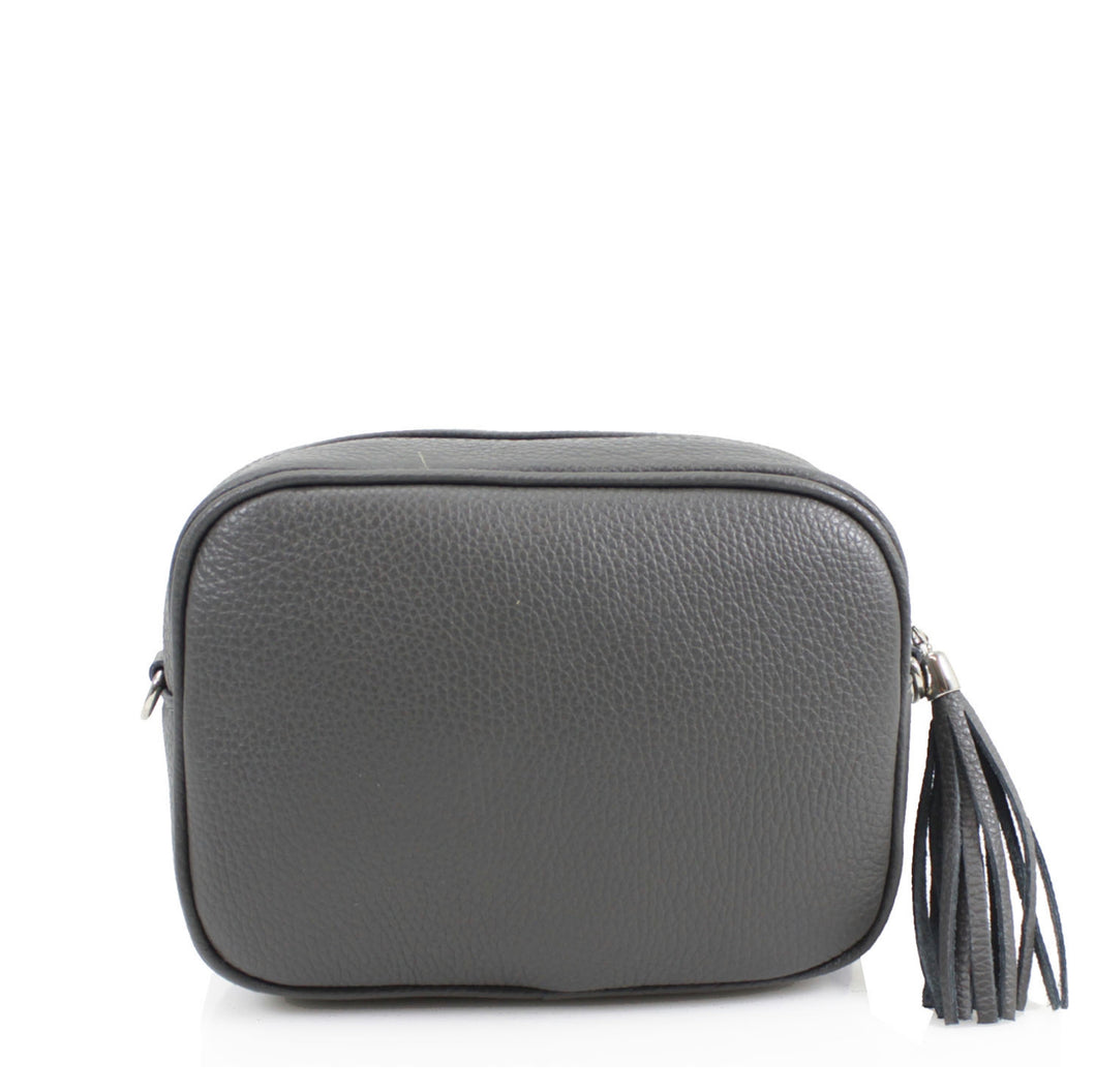 Real Leather Grey Crossbody Bag